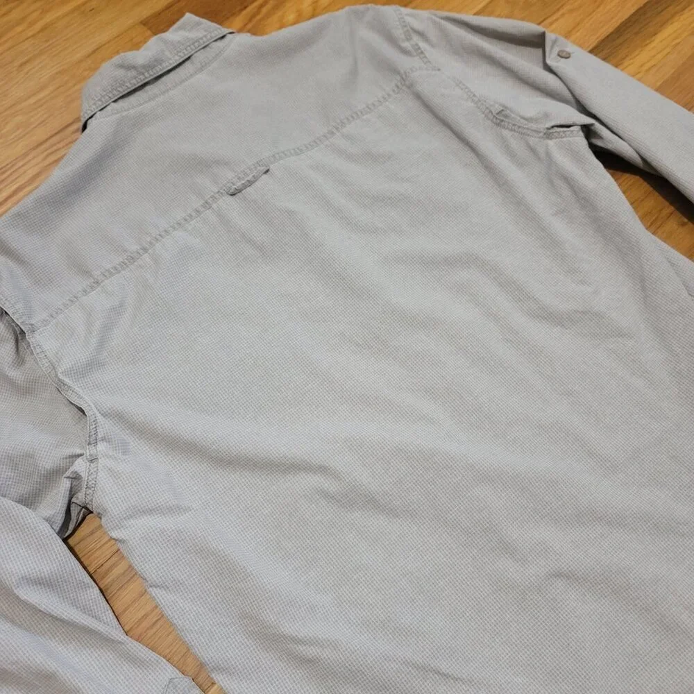 Woolrich Gray Ripstop Lightweight Hiking Outdoor Vented Shirt Medium M Button - Picture 4 of 6